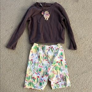 Disney Winnie the Pooh Long Sleeve Top and Piglet Floral Shorts Set